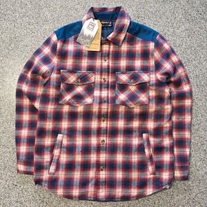 Avalanche Shirt Jacket Mens L Thomas Brushed Flannel Red Plaid Quilted Button Up